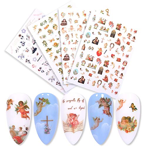 SUNHAON 3 uds Autoadhesivo patrón de Flor de ángel, calcomanías de uñas 3D, decoración de uñas, Accesorios de Verano para manicura