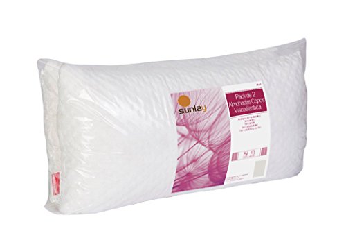 Sunlay - Pack de 2 almohadas viscoelásticas de copos con funda de diseño texturado, 35x70cm (Todas las medidas)