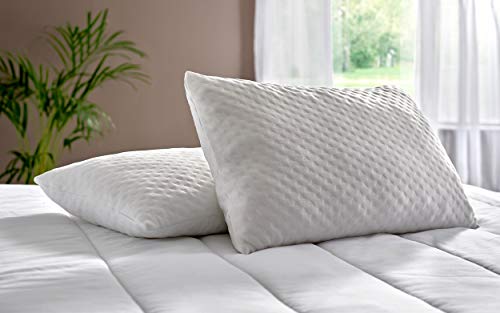 Sunlay - Pack de 2 almohadas viscoelásticas de copos con funda de diseño texturado, 35x90cm (Todas las medidas)