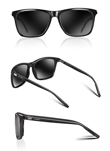 Sunmeet Gafas de sol Hombre Polarizadas Clásico Retro Gafas de sol para Hombre UV400 Protection S1001(Negro/Negro)