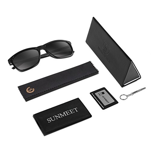 Sunmeet Gafas de sol Hombre Polarizadas Clásico Retro Gafas de sol para Hombre UV400 Protection S1001(Negro/Negro)