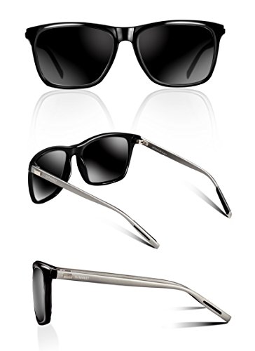 Sunmeet Gafas de sol Hombre Polarizadas Clásico Retro Gafas de sol para Hombre UV400 Protection S1001(Negro/Pistola)