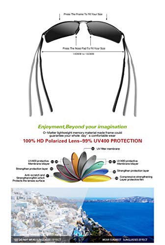 Sunmeet Gafas de Sol Hombre Polarizadas Deportes 100% Protección UV Gafas de sol para Hombre Conducción S1008(Negro/Negro)