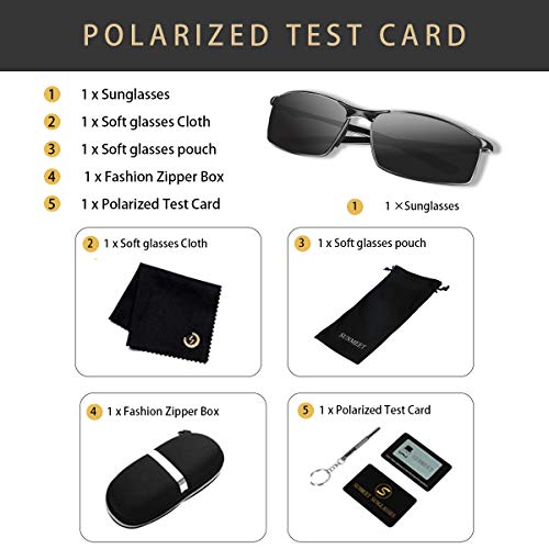 Sunmeet Gafas de Sol Hombre Polarizadas Deportes 100% Protección UV Gafas de sol para Hombre Conducción S1008(Negro/Negro)