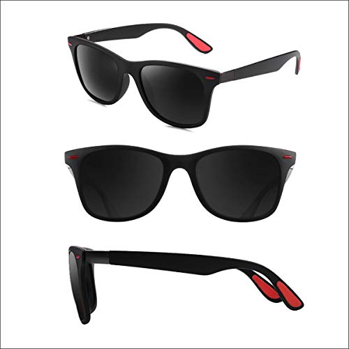 Sunmeet Gafas de Sol Polarizadas Hombre Mujere para Conducir Deportes100% Protección UV400 Gafas para Conducción(Negro/Negro)
