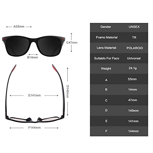 Sunmeet Gafas de Sol Polarizadas Hombre Mujere para Conducir Deportes100% Protección UV400 Gafas para Conducción(Negro/Negro)