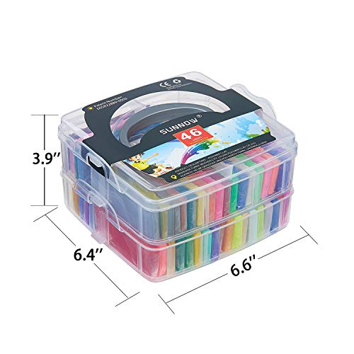 SUNNOW Arcilla Polimérica, 46 Colores Horno Bake Modelado de arcilla Craft Segura y No Tóxica DIY Modelado Craft Set y Accesorios de Arcilla en la caja de Almacenamiento Doble, Regalo Ideal para Niños