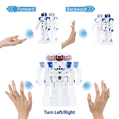 SUNNOW Robot Juguete Programación Inteligente Gestos Control Robots Recargable Multifuncionales Robot de Radiocontrol, Juguete Ideal para Niños (Azul)