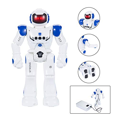 SUNNOW Robot Juguete Programación Inteligente Gestos Control Robots Recargable Multifuncionales Robot de Radiocontrol, Juguete Ideal para Niños (Azul)