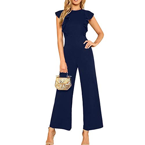 SUNNSEAN Monos Monos de Petos Verano Mujer Mangas Monos Color Sólido Mamelucos Chaleco Sexy Jumpsuits de Playa Rompers Traje de Vestir Monos Largo Mujer Pantalones Largos Verano