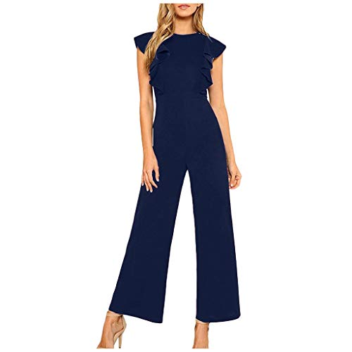 SUNNSEAN Monos Monos de Petos Verano Mujer Mangas Monos Color Sólido Mamelucos Chaleco Sexy Jumpsuits de Playa Rompers Traje de Vestir Monos Largo Mujer Pantalones Largos Verano