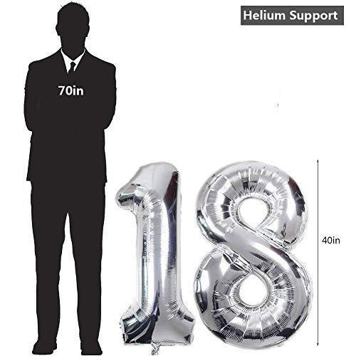 SUNPAT Decoraciones de 18 Cumpleaños, Feliz Cumpleaños Banner Kit Número 18 Set de Decoraciones de Fiesta Con Globos de Ppapel de Aluminio Azul y Astilla Para Hombres