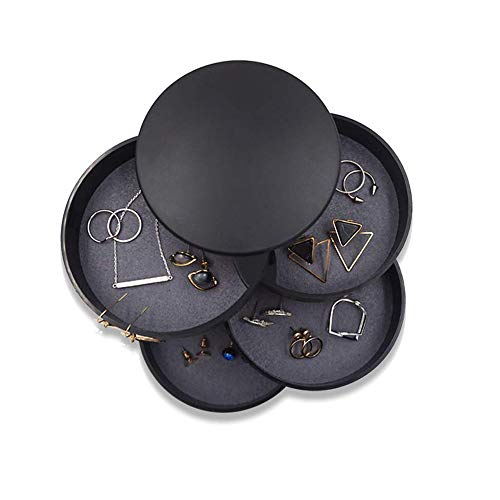 Sunshine smile Caja Joyero Organizador Rotación de 360°,4 Niveles Joyero Organizador,Pequeña Joyero Viaje Decorativas,Joyero de Viaje pequeño para niñas,Joyeros Redondos (Negro)