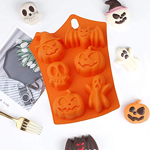 SUNSK Halloween Silicona Molde Calabaza Murciélago Molde de Silicona para Jabón Chocolate Pastel Pan Galletas Molde DIY para Hornear del Festival de Fantasmas Molde