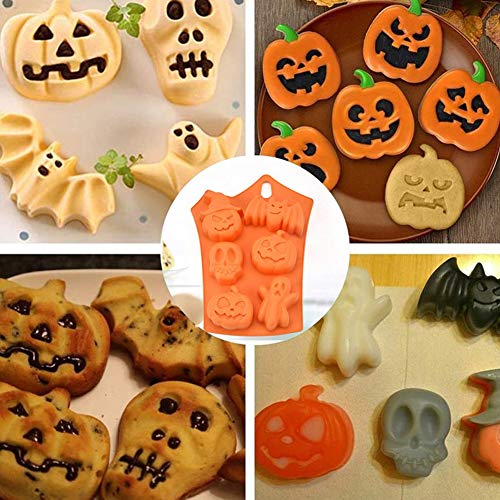 SUNSK Halloween Silicona Molde Calabaza Murciélago Molde de Silicona para Jabón Chocolate Pastel Pan Galletas Molde DIY para Hornear del Festival de Fantasmas Molde