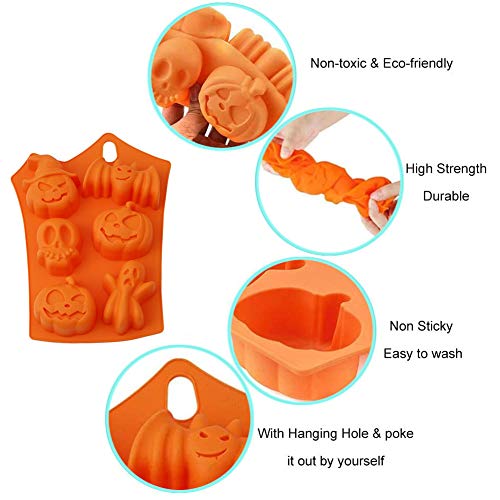 SUNSK Halloween Silicona Molde Calabaza Murciélago Molde de Silicona para Jabón Chocolate Pastel Pan Galletas Molde DIY para Hornear del Festival de Fantasmas Molde