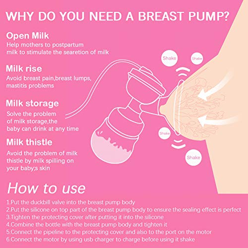 SunTop Sacaleches Eléctrico, USB portátil recargable, Extractor de Leche,Portátil Bomba de Lactancia, Poco Ruido, No Tóxico, con Función de Masaje y Memoria de Momcozy - 9 niveles