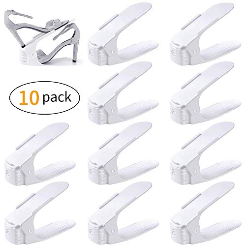 sunvito Set de 10pcs de Organizadores Ajustables de Zapatos con Ranuras Soportes de Calzado Apilador para Zapatos Ahorro de Espacio