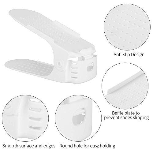 sunvito Set de 10pcs de Organizadores Ajustables de Zapatos con Ranuras Soportes de Calzado Apilador para Zapatos Ahorro de Espacio