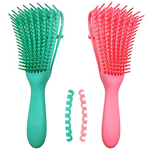 Sunwuun Cepillo desenredante, 2Pack Detangler Brush, cepillo desenredante para cabello natural negro, cepillo para el cabello