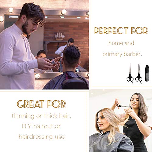 Sunwuun Tijeras Peluqueria Kit Tijeras de peluquería Set Profesional 3PC Tijeras de Pelo Tijeras de Corte Salon Barber Hair Cutting Thinning Set de peluquería Herramienta de Peinado