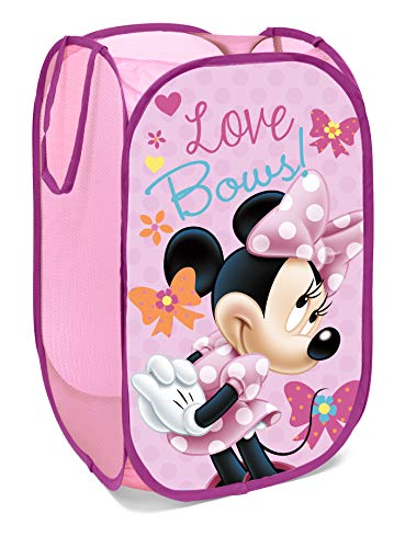 Superdiver Cesta plegable infantil de tela con asas para ropa sucia y juguetes, diseño Minnie Mouse de Disney 36x36x58 centímetros color rosa
