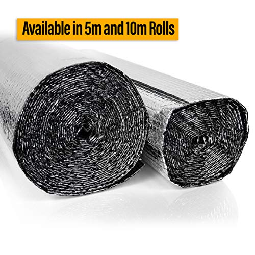SuperFOIL SFBA MP - Aislamiento térmico de burbujas (60 cm x 5 m/10 m), doble capa reflectante de calor, polimultilámina para uso en techos, paredes, suelos para mejorar la eficiencia