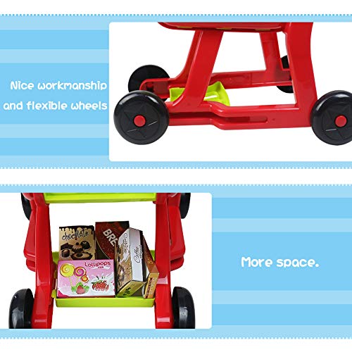 Supermercado de Juguetes Carrito de la Compra Infantil con Frutas y Verduras Alimentos Juguete de Cocina Juego de rol Juguetes Educativos Niños Niñas 3 4 5 Años