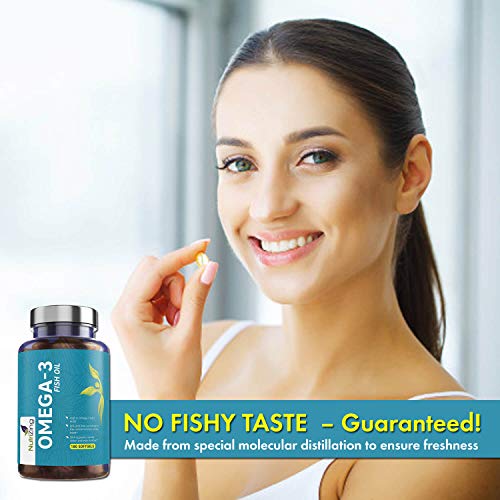 Suplemento de aceite de pescado Omega 3-2000 mg de aceite de pescado, 660 mg EPA 440 mg DHA - Ácidos grasos esenciales por NutriZing - Apoya el mantenimiento de la función normal del corazón