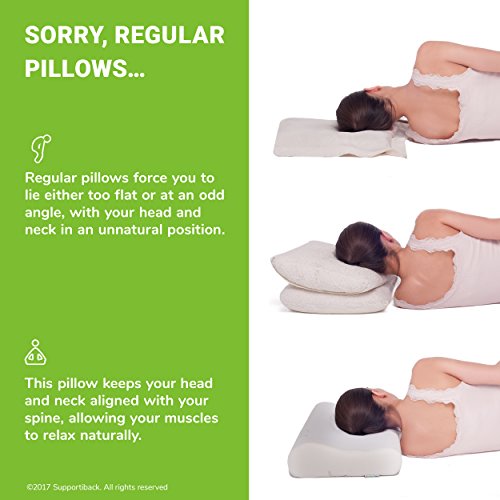 Supportiback Almohada ortopédica terapéutica con contornos de espuma de memoria, gel disipador del calor, funda extraíble hipoalergénica lavable, diseñada médicamente para dolor de cuello y espalda