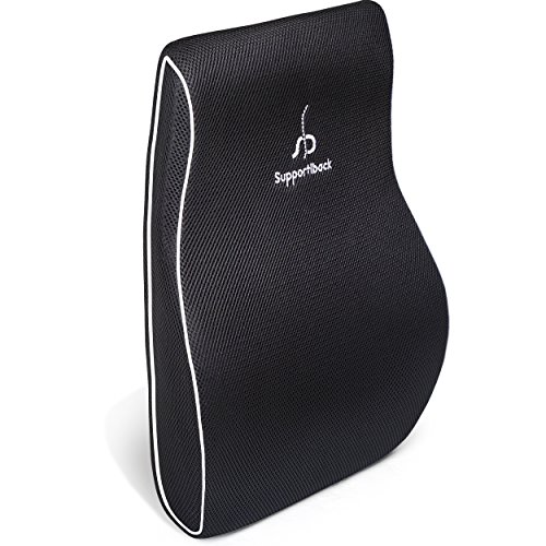 Supportiback® Cojín Lumbar de memoria para terapia de postura. Con espuma de memoria, cojín ergonómico para casa, oficina, coche, viajes. Descansa y previene dolor de espalda superior e inferior