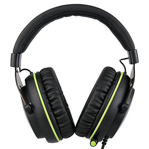 SUPSOO G817 Sonido estéreo envolvente Iluminación LED Auriculares para auriculares Auriculares con cable para PC Gamers con micrófono Cancelación de ruido y control de volumen (negro y verde)