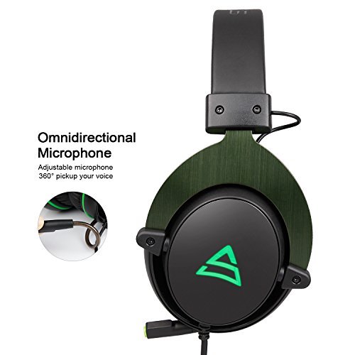 SUPSOO G817 Sonido estéreo envolvente Iluminación LED Auriculares para auriculares Auriculares con cable para PC Gamers con micrófono Cancelación de ruido y control de volumen (negro y verde)