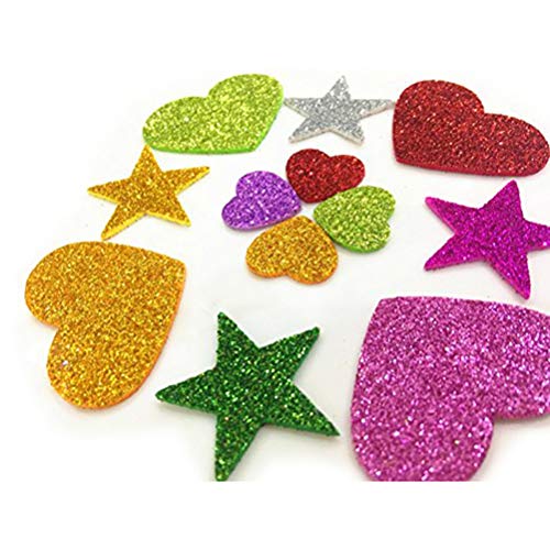 SUPVOX 230 Unids Glitter Pegatinas Autoadhesivas corazón y Estrellas Formas para Manualidades de artesanía Infantil Tarjetas de felicitación decoración de la Pared en casa