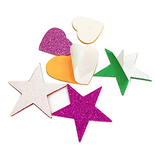 SUPVOX 230 Unids Glitter Pegatinas Autoadhesivas corazón y Estrellas Formas para Manualidades de artesanía Infantil Tarjetas de felicitación decoración de la Pared en casa