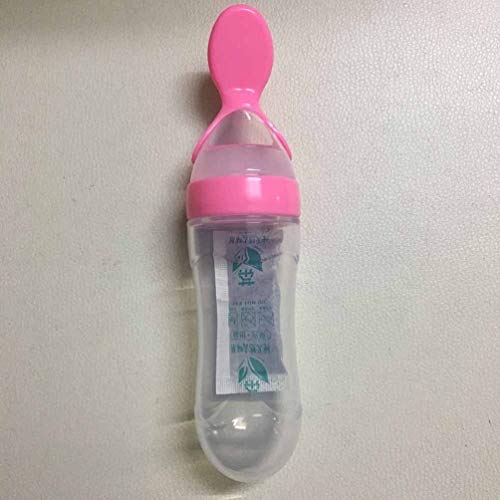 Supvox 3 Piezas de Biberón de Silicona con Cuchara Dispensadora de Herramientas de Vajilla Recién Nacidas para Alimentador de Bebés (Rosa Verde Azul)