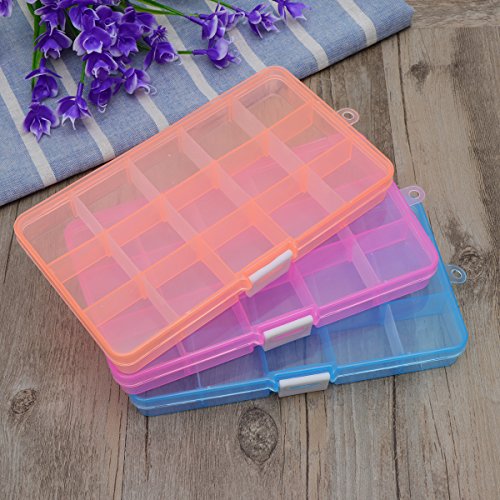 SUPVOX 4 unids Caja de Almacenamiento de Contenedores de Joyería de Plástico Organizador de Joyería Divisor 15 Rejillas para Washi Tape Joyería Maquillaje Suministros de Arte