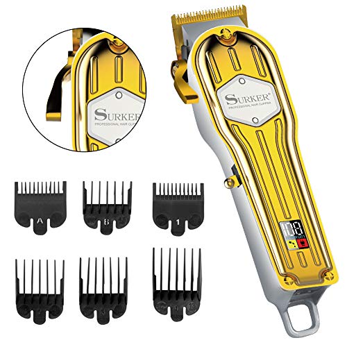 SURKER Cortadora de cabello Cortapelos para hombres Maquina de cortar pelos Profesional Cortadora de barba USB Recargable con pantalla LCD inalámbrica