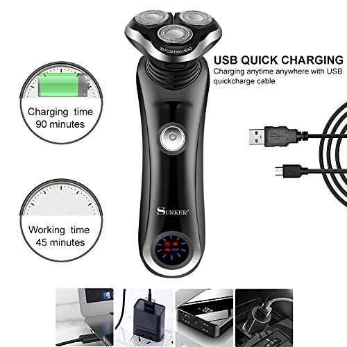 SURKER Máquina De Afeitar Para Hombres Eléctrica Para Hombres Máquina De Afeitar Barra De Afeitar Máquina De Afeitar En Seco y En Húmedo Con Máquina De Afeitar De Precisión Para Hombres