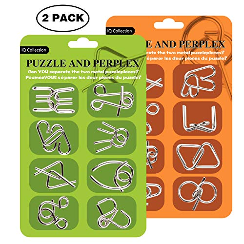Surplex Rompecabezas Metal Set de 16, Juguetes educativos Alambre de Metal IQ Espíritu Prueba Rompecabezas Rompecabezas Mente Juego para Adultos y niños Juguetes