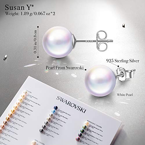 Susan Y regalos para mujer san valentín sólo tu pendientes de plata para mujer con perlas de swarovski bianco joyas cumpleaños aniversario madre esposa hija niña ella su