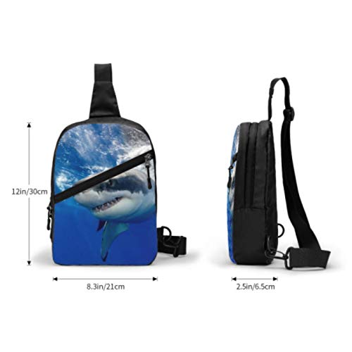 SUUJ Mochila con Honda, Viaje Senderismo Mochila Gran tiburón Blanco Nadando Justo Debajo del Pliegue del Pecho Bolso Bandolera