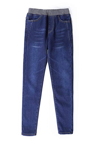 Suvotimo Pantalones Vaqueros Ajustados De Cintura Alta con Forro Polar Azul M