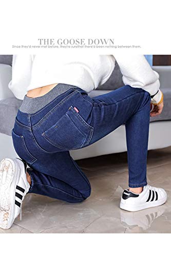 Suvotimo Pantalones Vaqueros Ajustados De Cintura Alta con Forro Polar Azul M