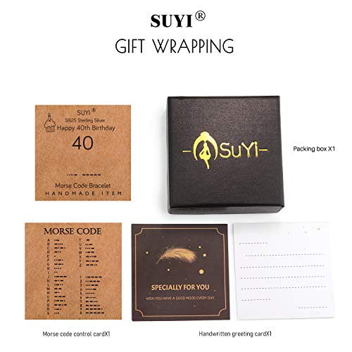 Suyi 40 Regalos De Cumpleaños para Mmadre Pulsera Código Morse Pulsera De Plata Esterlina Joyas De Cumpleaños 40