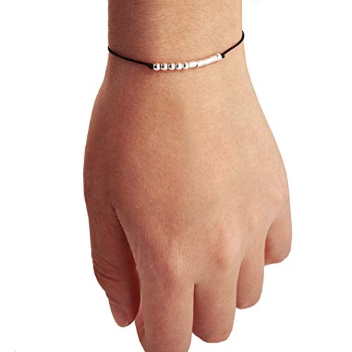 Suyi 40 Regalos De Cumpleaños para Mmadre Pulsera Código Morse Pulsera De Plata Esterlina Joyas De Cumpleaños 40