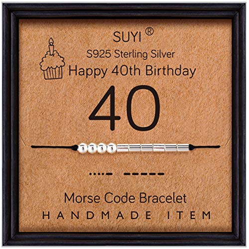 Suyi 40 Regalos De Cumpleaños para Mmadre Pulsera Código Morse Pulsera De Plata Esterlina Joyas De Cumpleaños 40