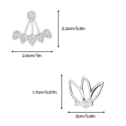 Suyi Moda Pendientes de flor de loto hueco Pendientes de botón simple de cristal Chic Conjunto BS
