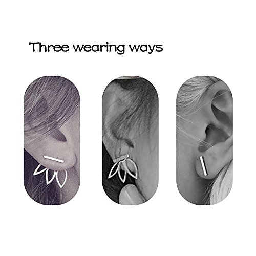 Suyi Moda Pendientes de flor de loto hueco Pendientes de botón simple de cristal Chic Conjunto BS