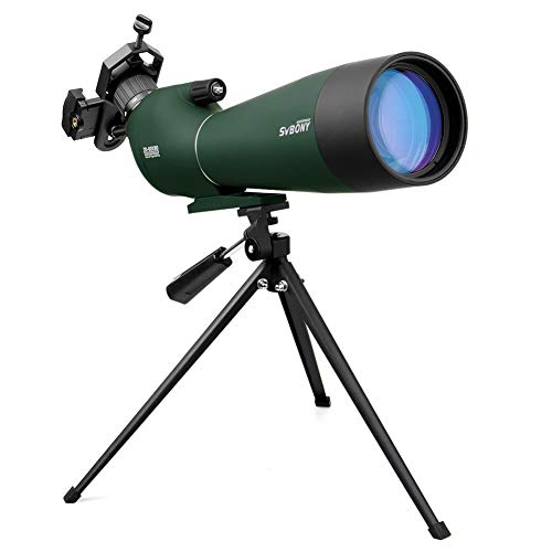 Svbony SV28 Telescopio Terrestre 20-60x80mm IP65 Impermeable Bak-4 Prism Telescopio Terrestre Potente Trípode y Adaptador de Smartphone para la Observación de Aves
